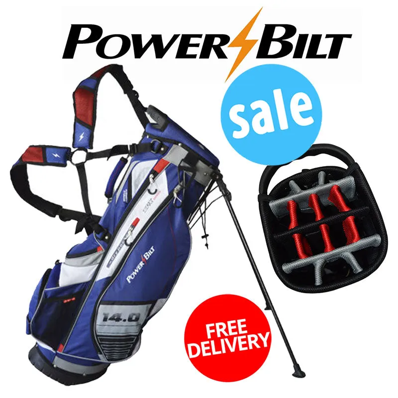 Power-Bilt TPX Hybrid 14-Way Divided Stand Bag - Navy/Red/White