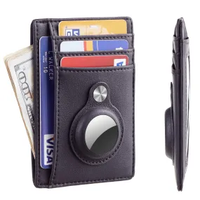 PU Leather Airtag Wallet for Men Ultra Slim Front Pocket Card Holder