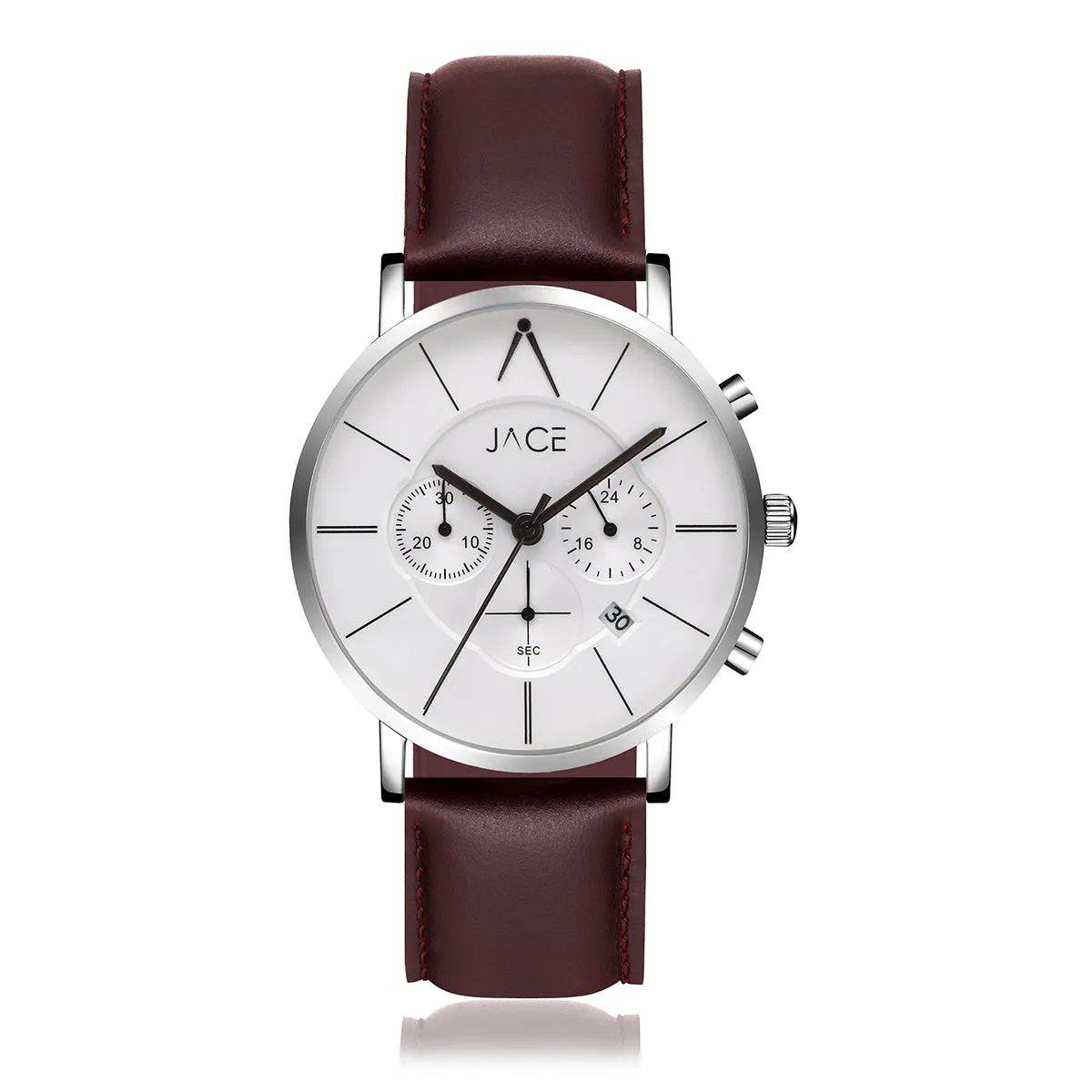 "WARSAW" MEN`S LEATHER BAND CHRONOGRAPH WATCH