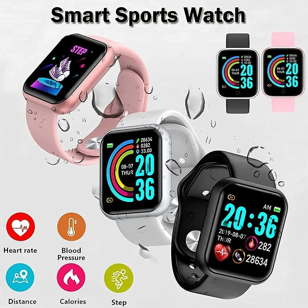 RAMBOT (12 Years Warranty D90 Touchscreen Smart Watch Bluetooth Smartwatch with Heart Rate Sensor and Basic Functionality for All Boys & Girls Support All Smartphones-Black