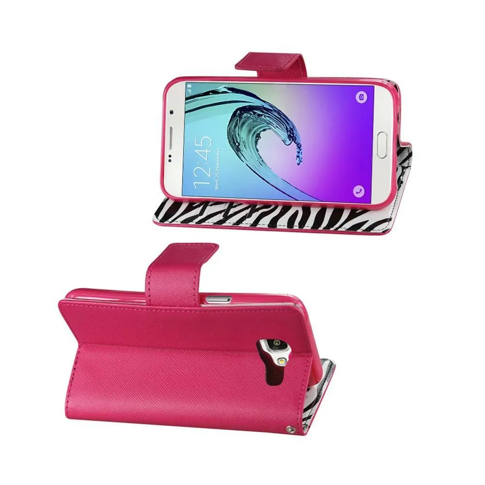 Reiko SAMSUNG GALAXY A7(2016) 3 In 1 Animal Zebra Print Wallet Case HOT PINK