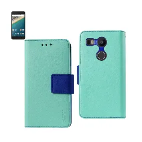 Reiko Wallet Case 3 In 1 For LG Nexus 5X/ Google Nexus 5X Green With Interior Leather-Like Material And Polymer Cover