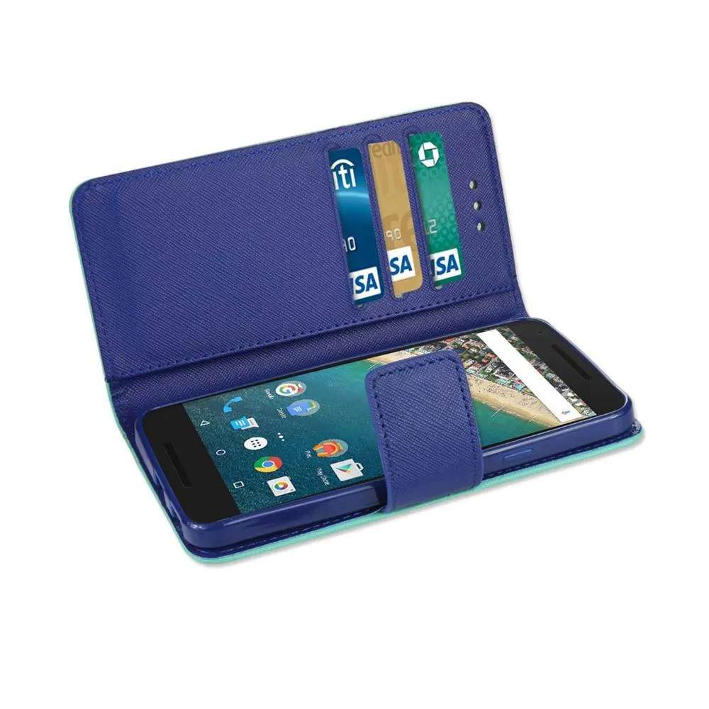 Reiko Wallet Case 3 In 1 For LG Nexus 5X/ Google Nexus 5X Green With Interior Leather-Like Material And Polymer Cover