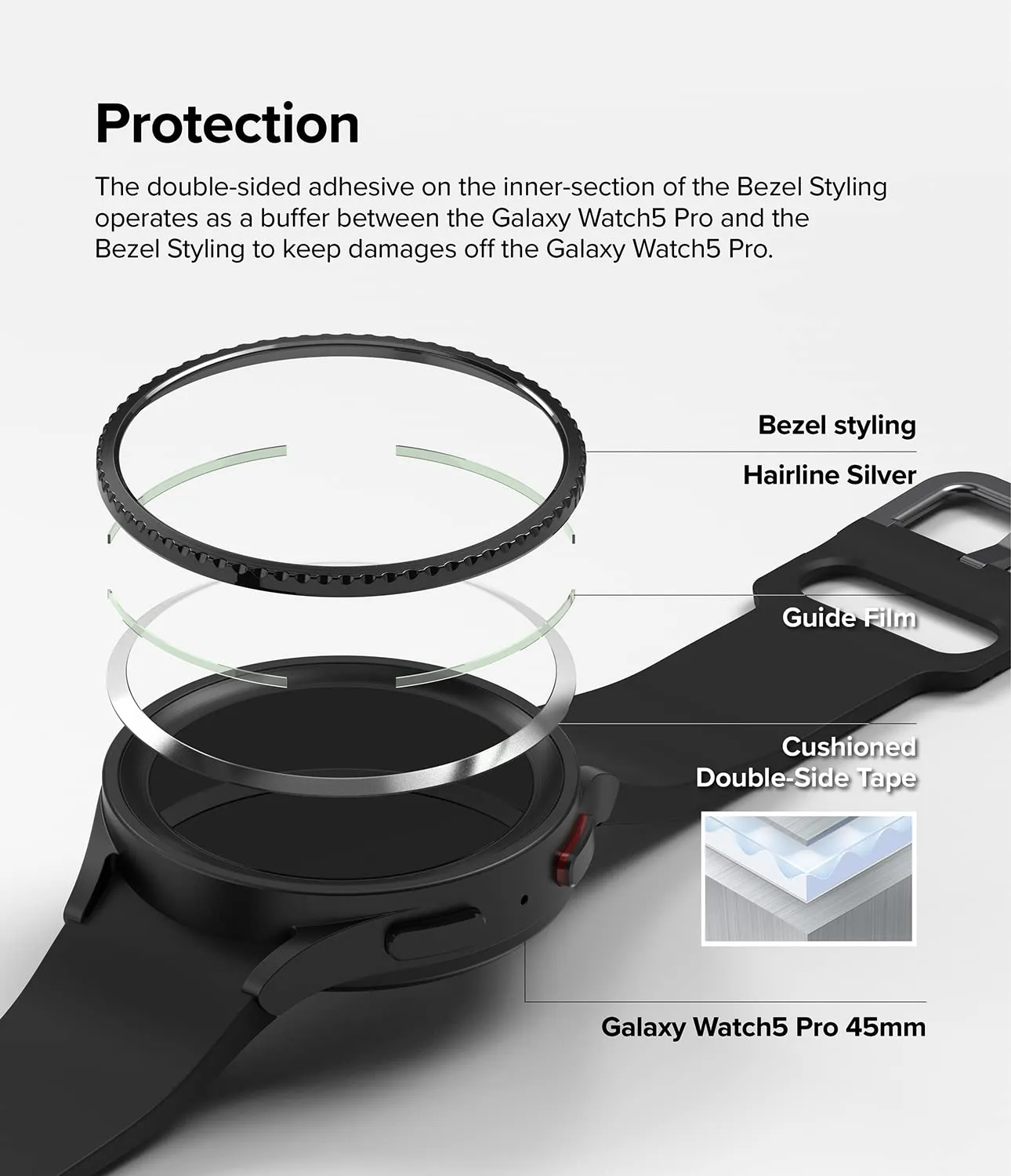 Ringke bezel styling compatible with Samsung Galaxy Watch 5 pro 45mm - 31 (ST) Black