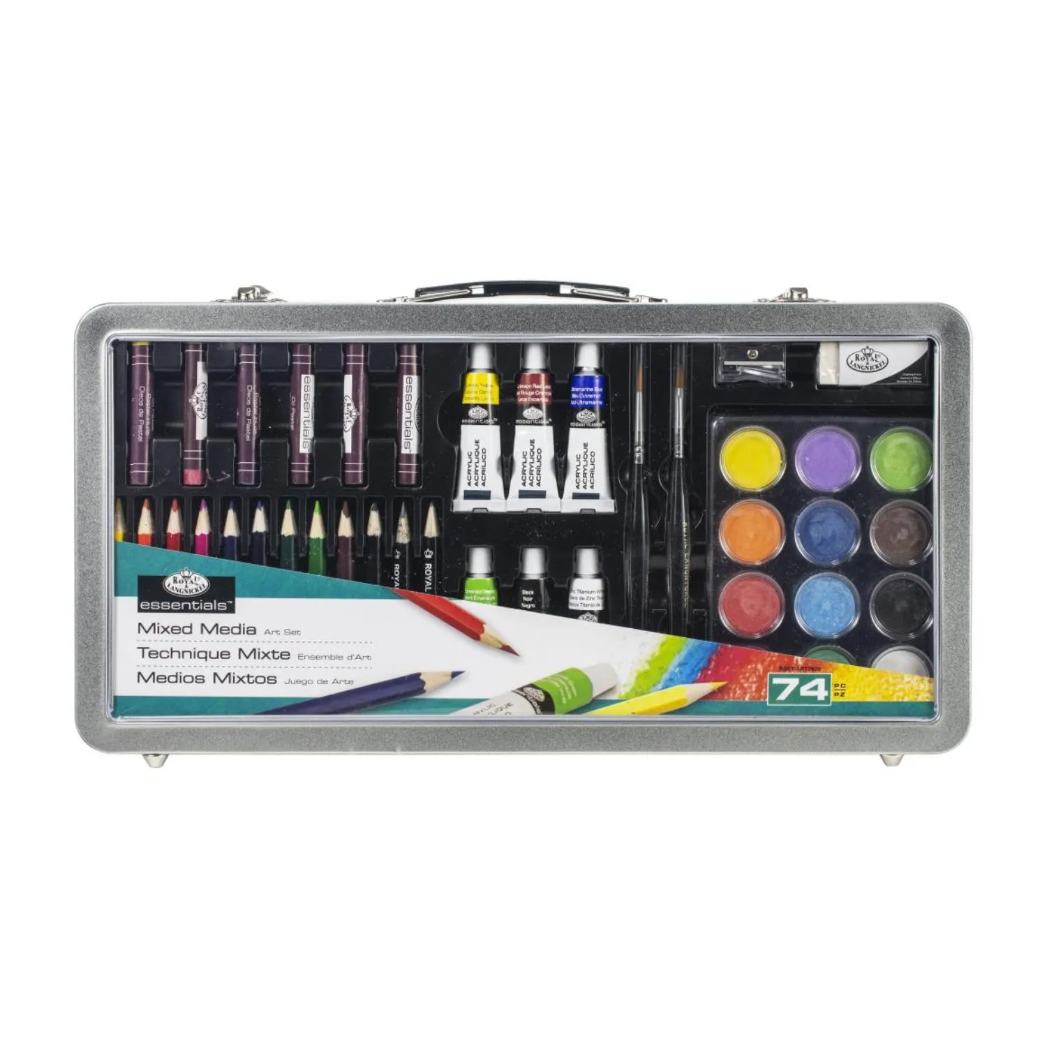 Royal Brush - essentials Mixed Media Art Set In Metal Case 74 pack*