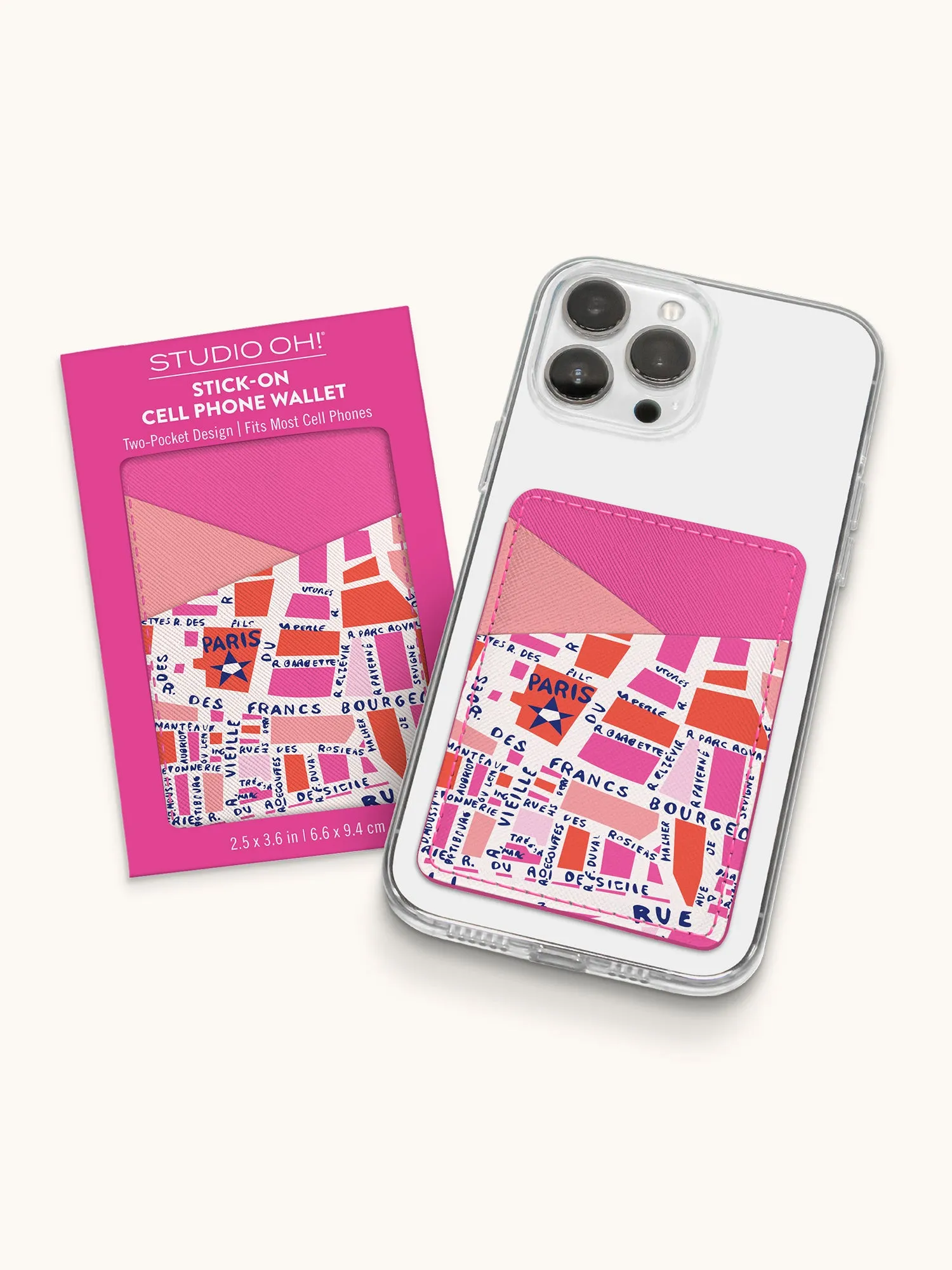 Rues De Paris Stick-On Cell Phone Wallet