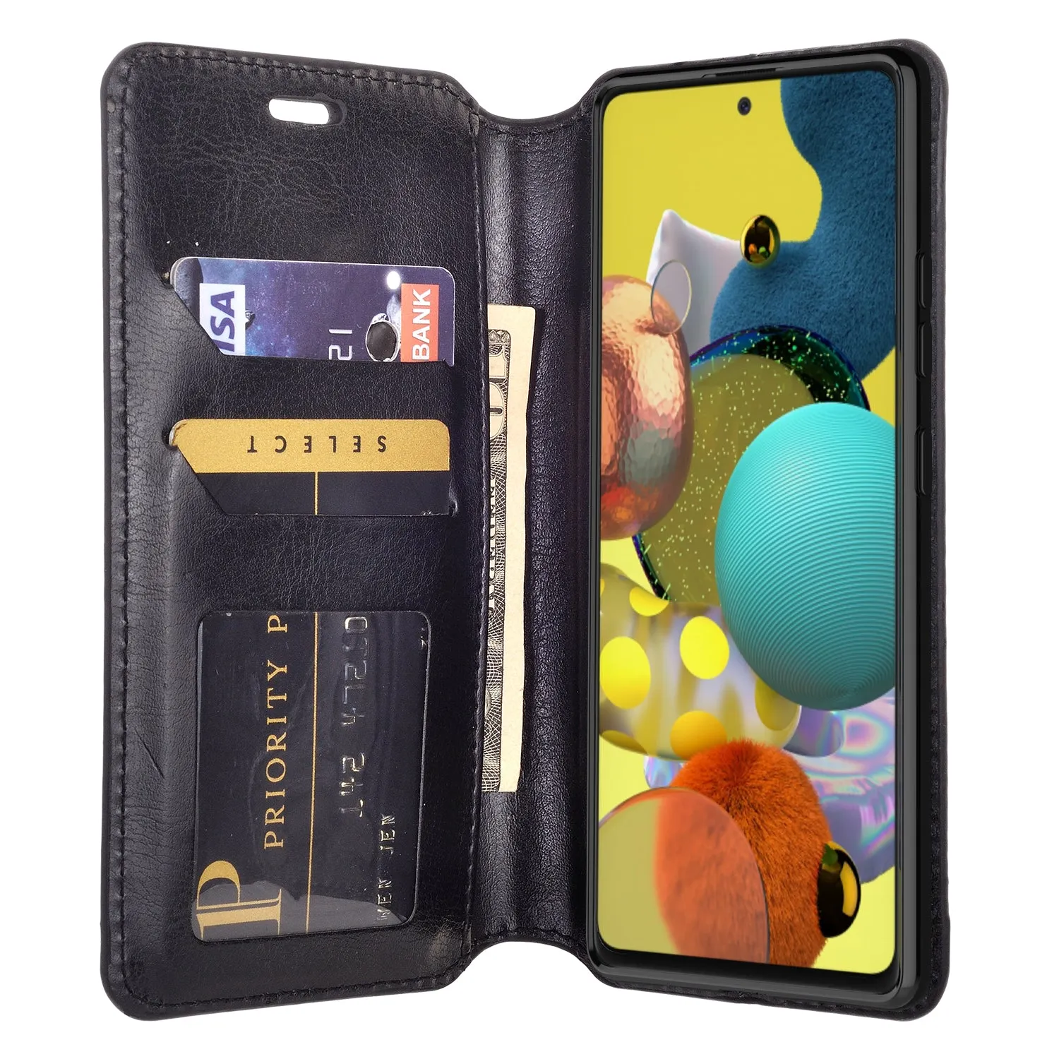 Samsung Galaxy A51 5G Case, Galaxy A51 5G Wallet Case, Pu Leather Wallet Case [Kickstand] with ID & Credit Card Slots for Galaxy A51 5G  - Black