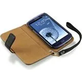 Samsung Galaxy S3 i9300 Leather Wallet Case Black/Tan