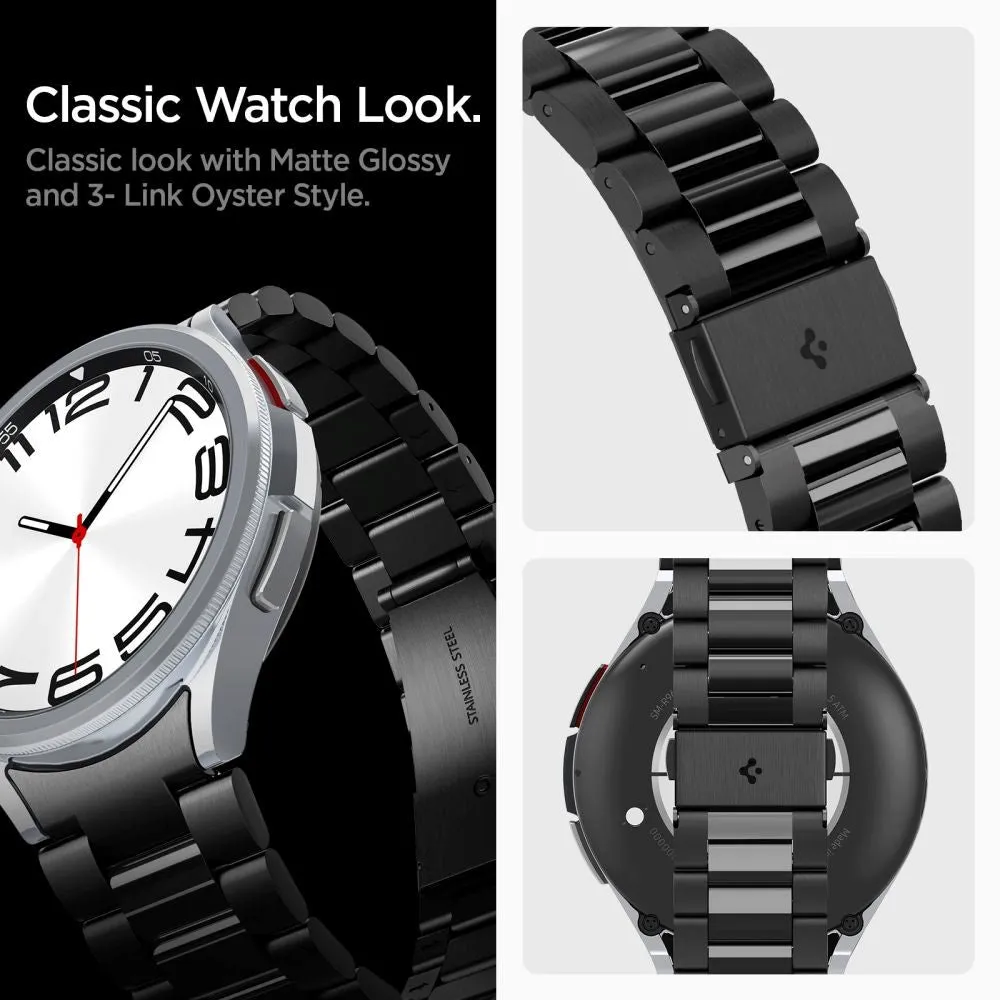 Samsung Galaxy Watch 6 Classic (47mm) Spigen Modern Fit Band - Rustfri Stål Rem inkl. Link Remover - Sort