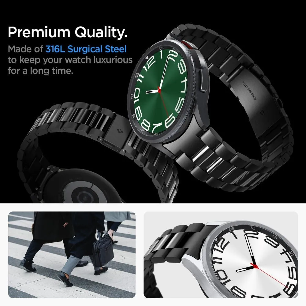 Samsung Galaxy Watch 6 Classic (47mm) Spigen Modern Fit Band - Rustfri Stål Rem inkl. Link Remover - Sort