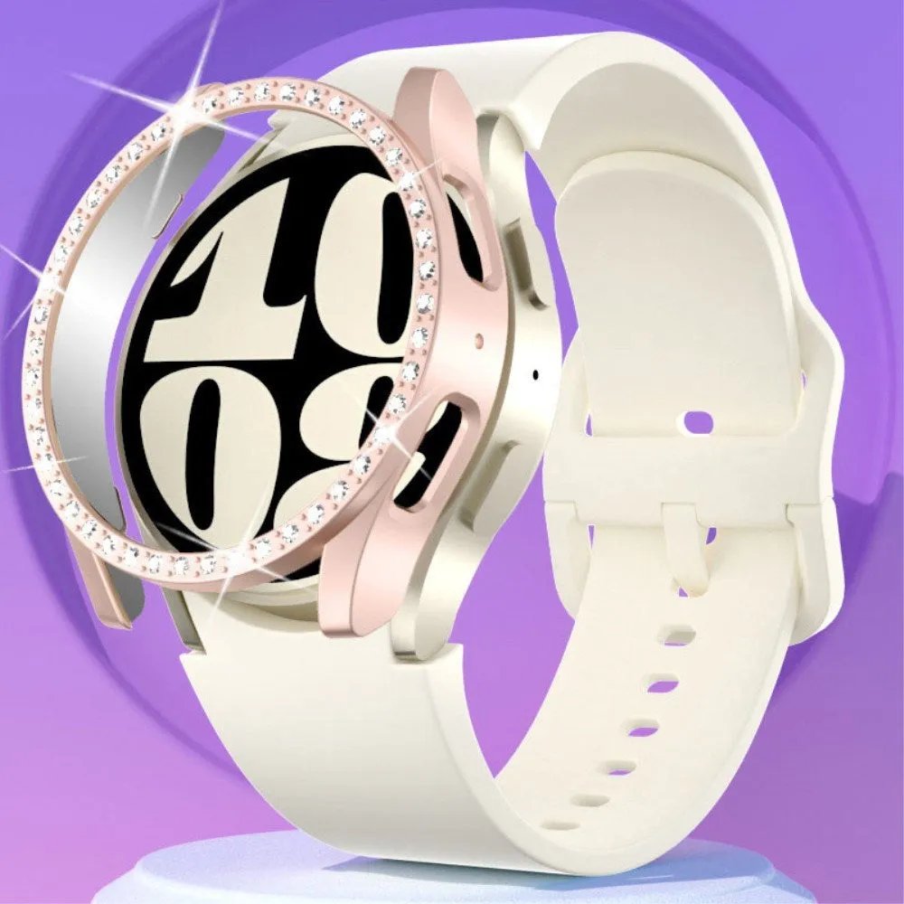 Samsung Galaxy Watch 7 (44mm) Hårdt Plast Cover - Rose Gold & Rhinsten