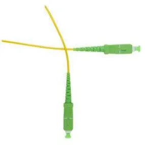 SC/APC Simplex Fiber Optic Patch Cable, OS2 9/125 Singlemode, Yellow Jacket, Green Connector, 15 meter (49.2 foot)