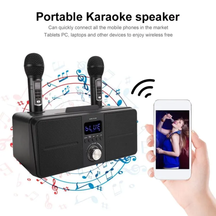 SDRD SD-309 Wireless Bluetooth Dual Microphone Karaoke Portable Speaker