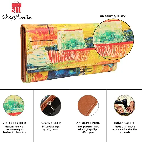 ShopMantra Wallet for Women's |Women's Wallet | Clutch | Vegan Leather|Holds Upto 11 Cards 1 Id Slot|2 Notes and 1 Coin Compartment| Magnetic Closure|Multicolor