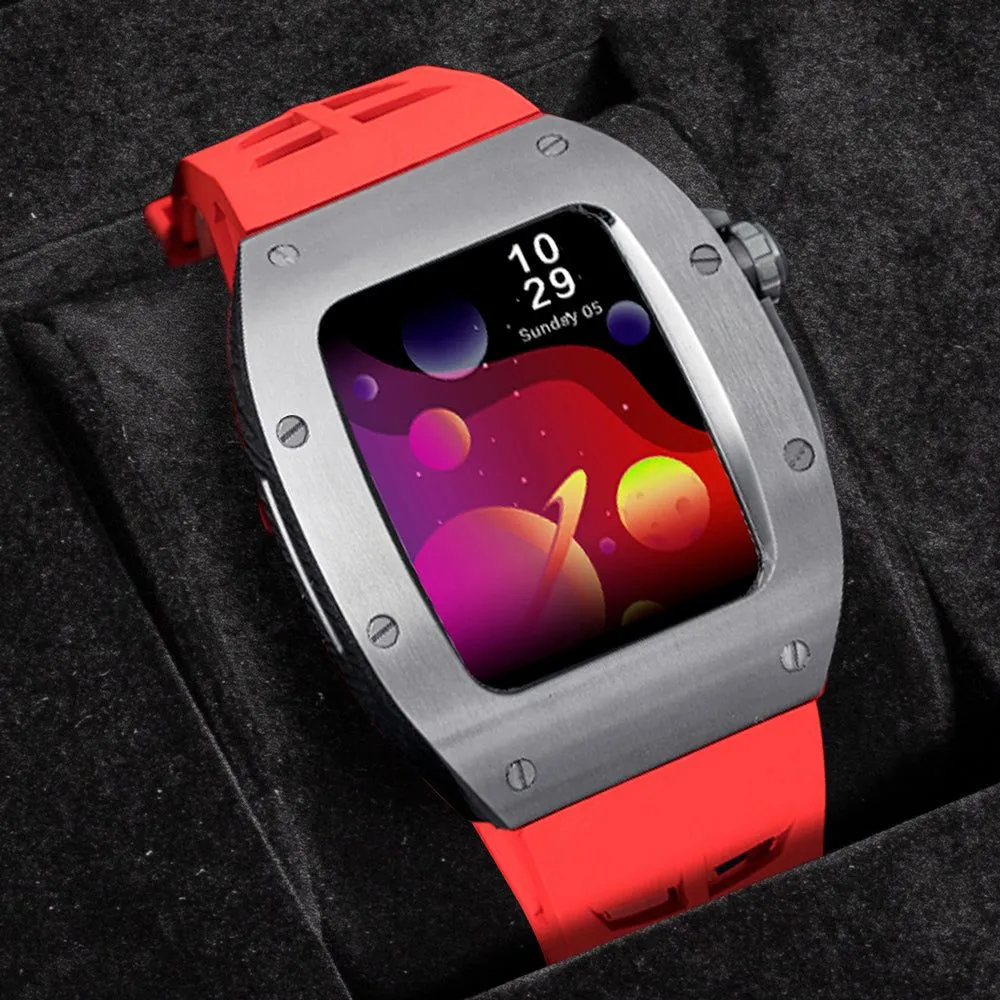 Silver/red Smartwatch Sports case