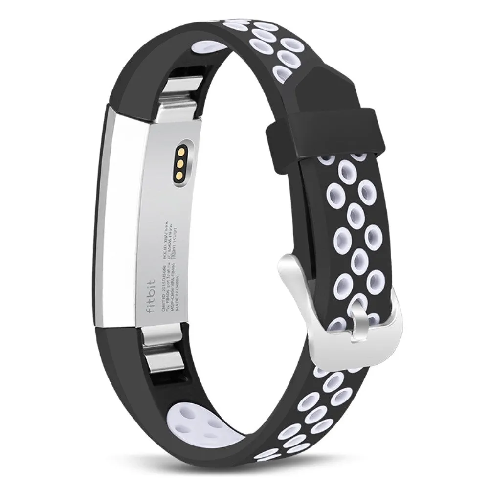 (Size XS) Fitbit Alta / Alta HR Replacement Silicone Bracelet Dual Color Size S (joint circumference: 130-210mm) - Black / White