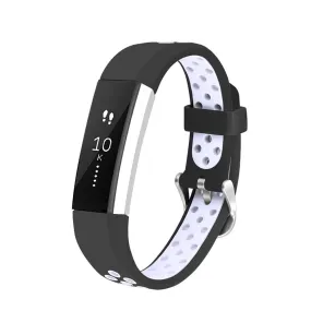 (Size XS) Fitbit Alta / Alta HR Replacement Silicone Bracelet Dual Color Size S (joint circumference: 130-210mm) - Black / White