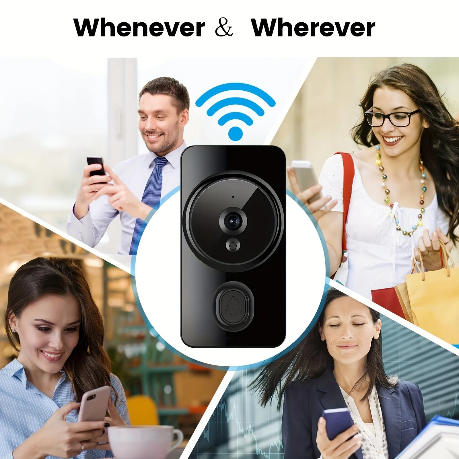 Smart Video Doorbell, Intelligent System Control, 2.4G Wireless Wifi For Home And Commercial Use, Punch-free APP Camera, Not Built-in Battery, Shipped Without Battery