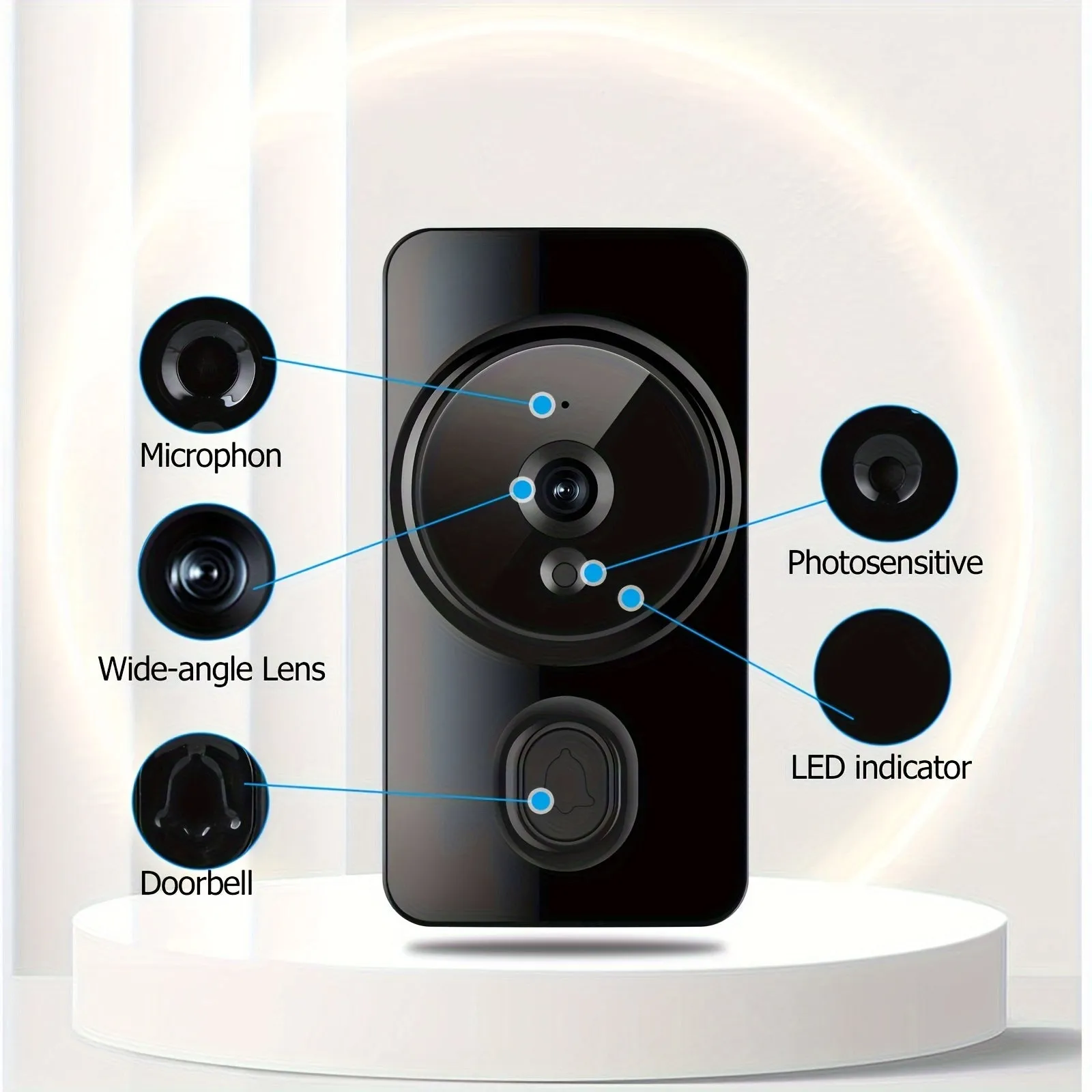 Smart Video Doorbell, Intelligent System Control, 2.4G Wireless Wifi For Home And Commercial Use, Punch-free APP Camera, Not Built-in Battery, Shipped Without Battery