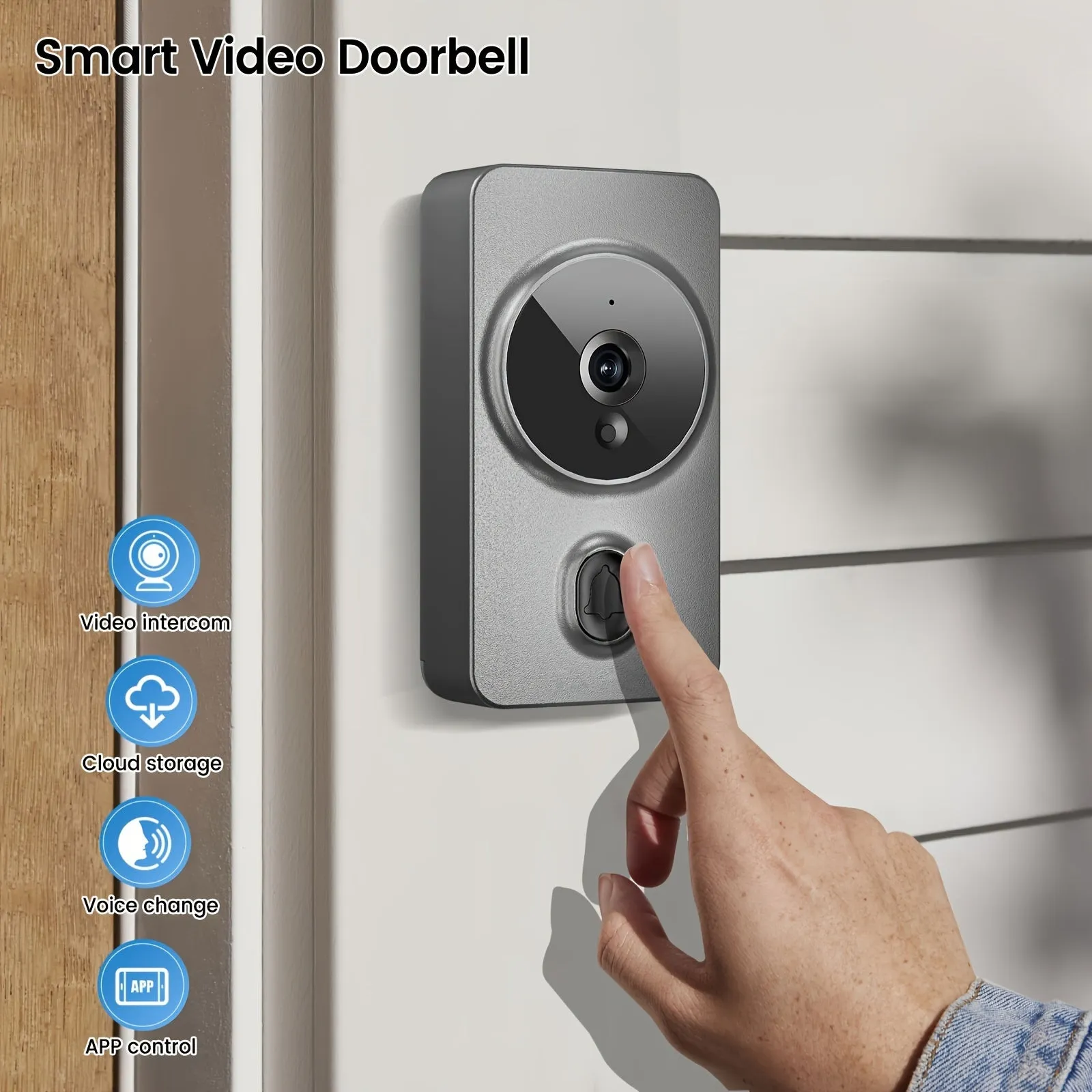 Smart Video Doorbell, Intelligent System Control, 2.4G Wireless Wifi For Home And Commercial Use, Punch-free APP Camera, Not Built-in Battery, Shipped Without Battery