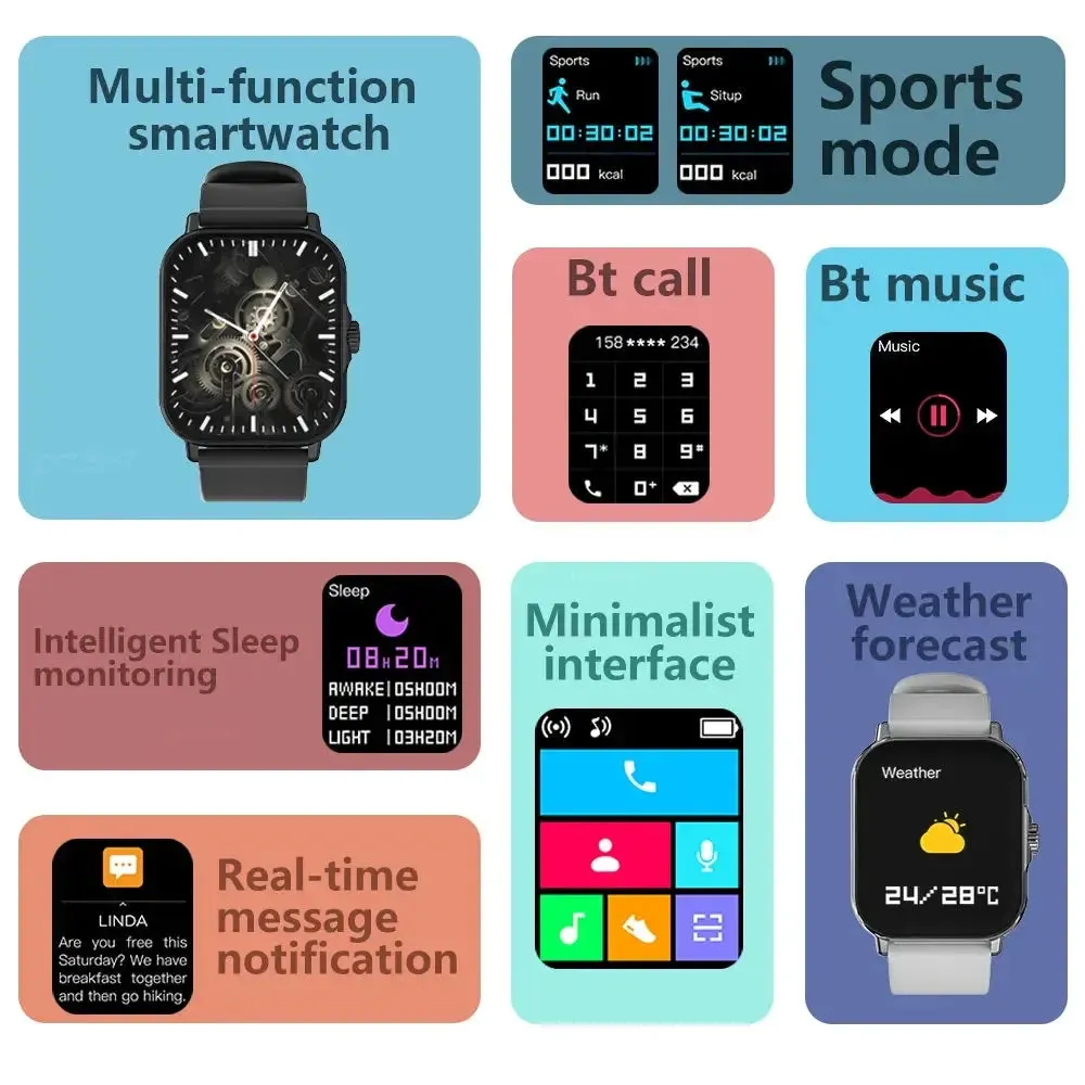 Smartwatch 2024 Men Women Sports Fitness Health Monitor Answer Make Call Multi-Platform Message Alert For Android IOS Gift