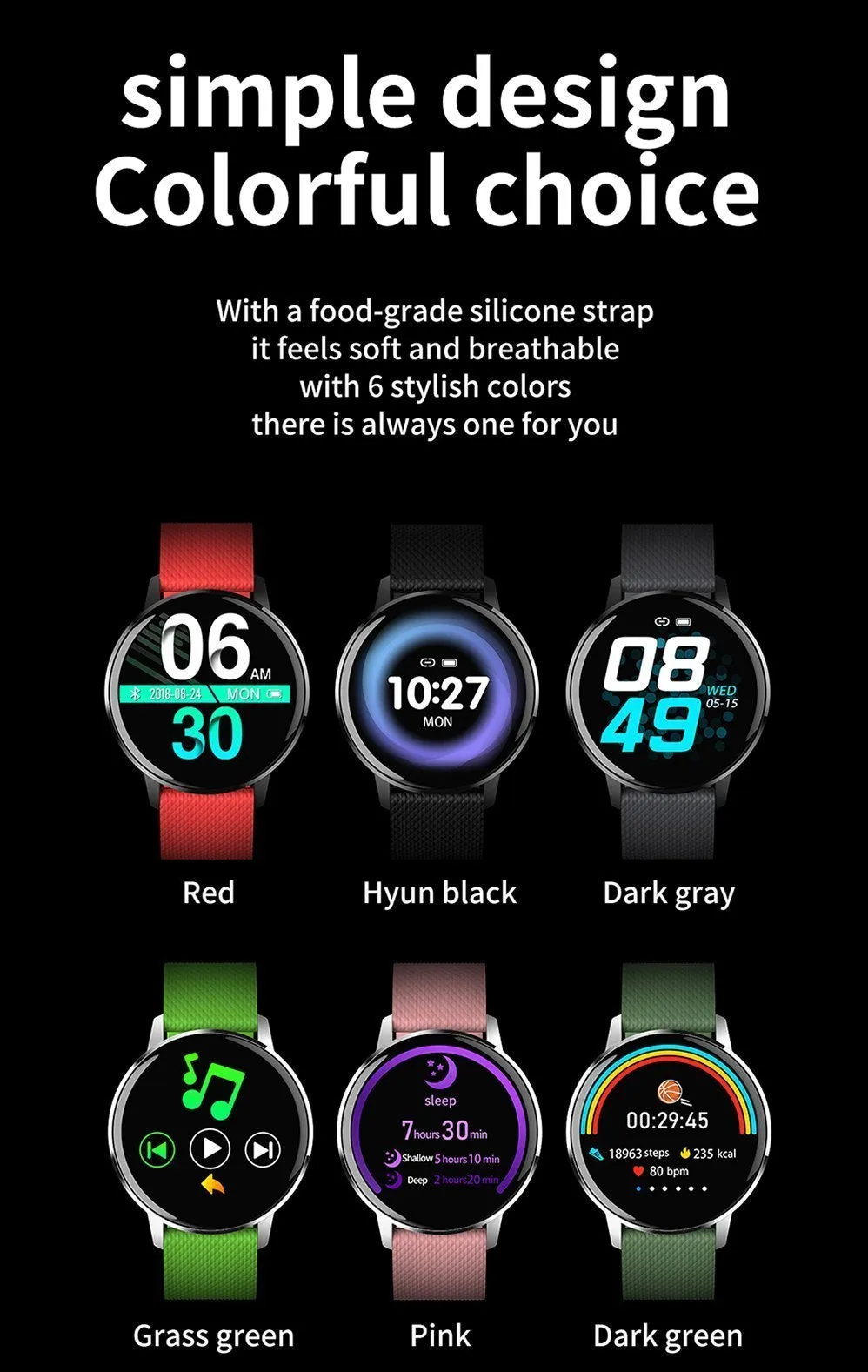 Smartwatch Heart Rate Monitor Fitness Tracker IP68 Waterproof For Android IOS