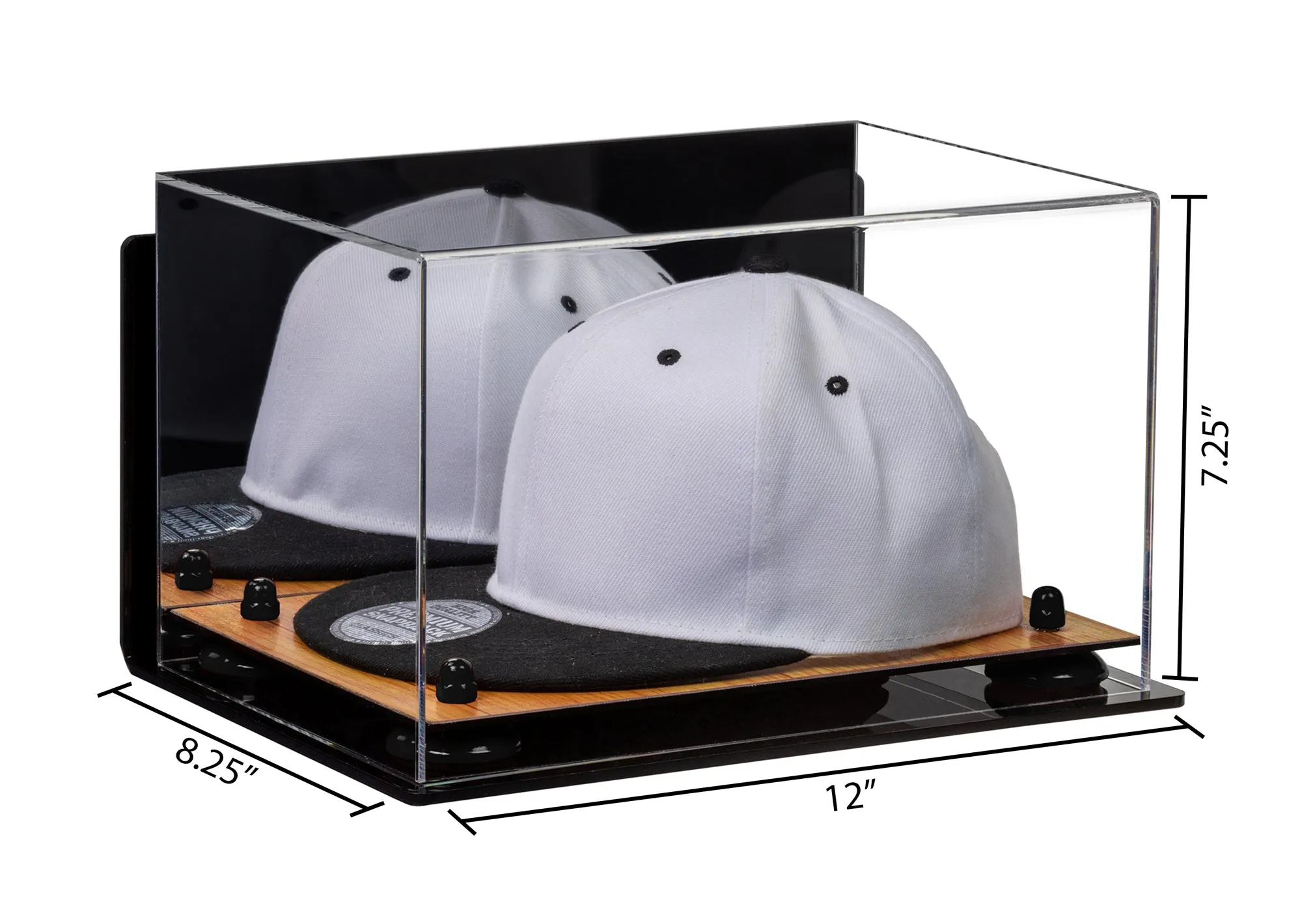 Snapback Hat or Baseball Cap Display Case -Mirror Wall Mount (A018/V40)