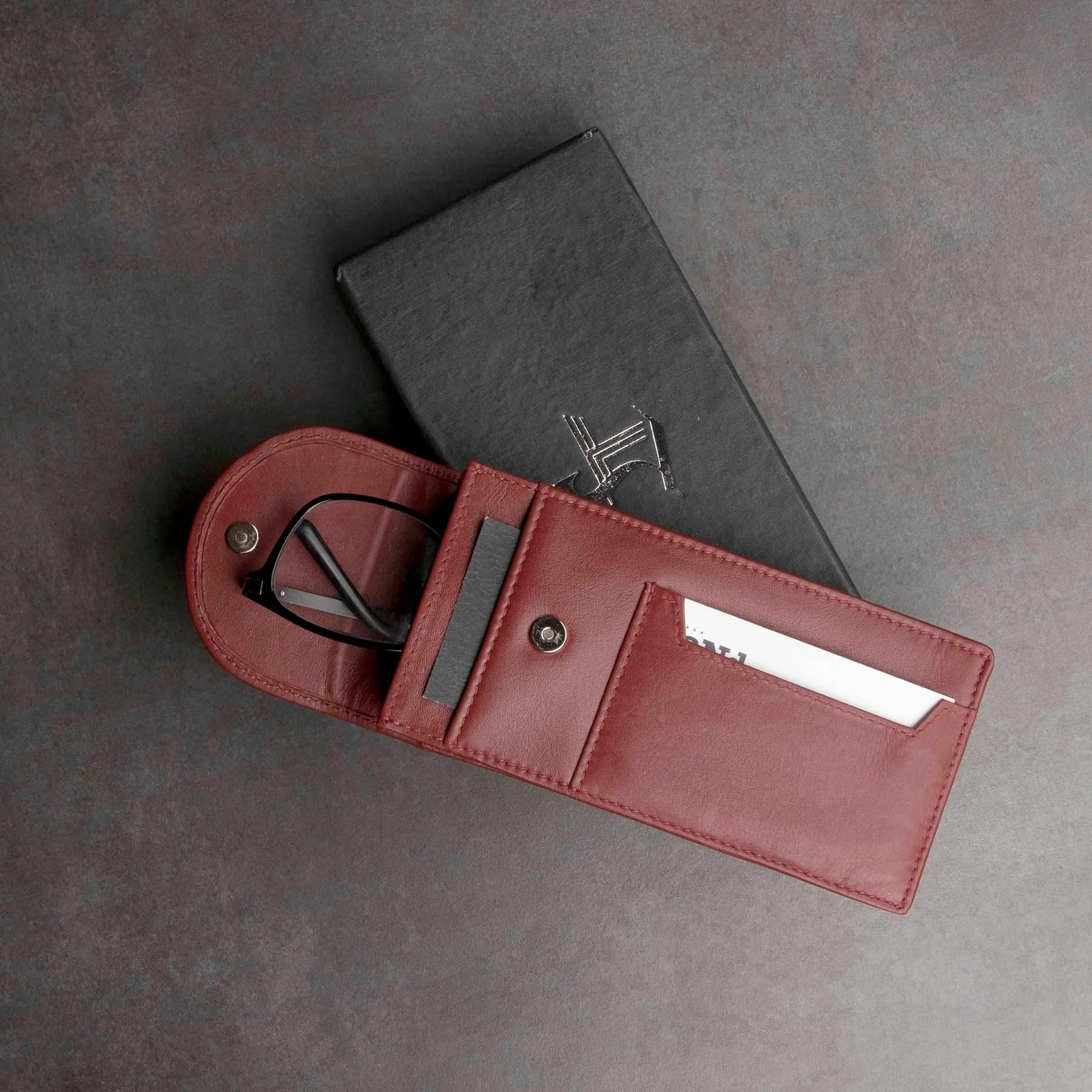 Spectacle Case IV | Leather Eyeglass Case | Goggle Case | Color: Cherry