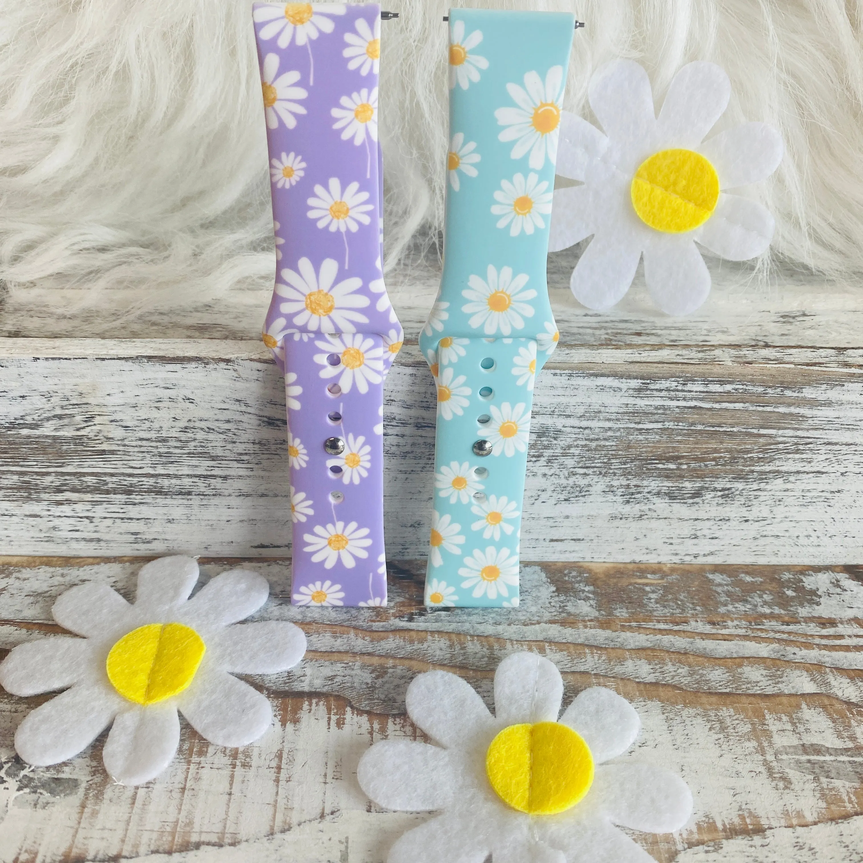 Spring Daisies Print Silicone Band For Fitbit Versa 1/2 Two Colors Available