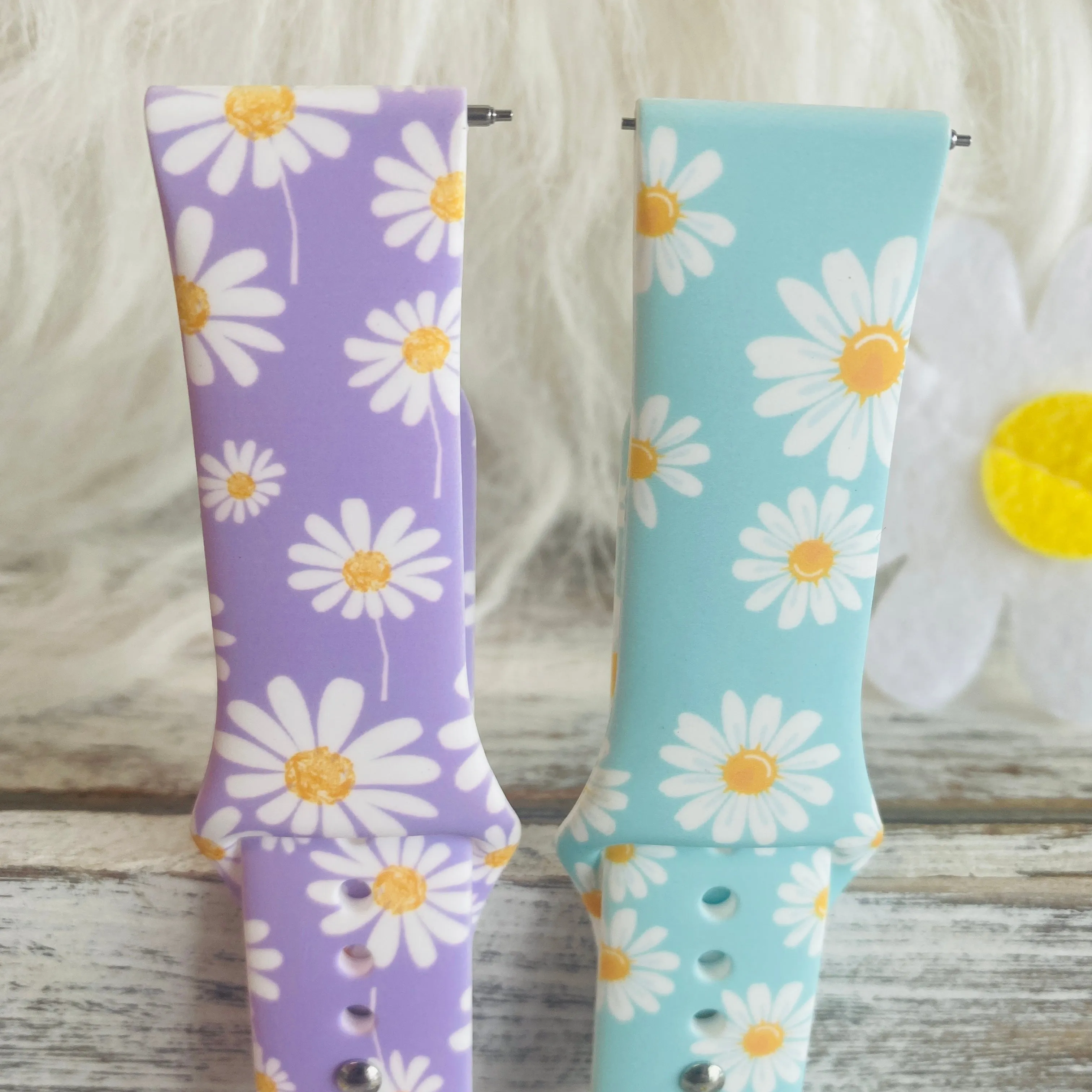 Spring Daisies Print Silicone Band For Fitbit Versa 1/2 Two Colors Available