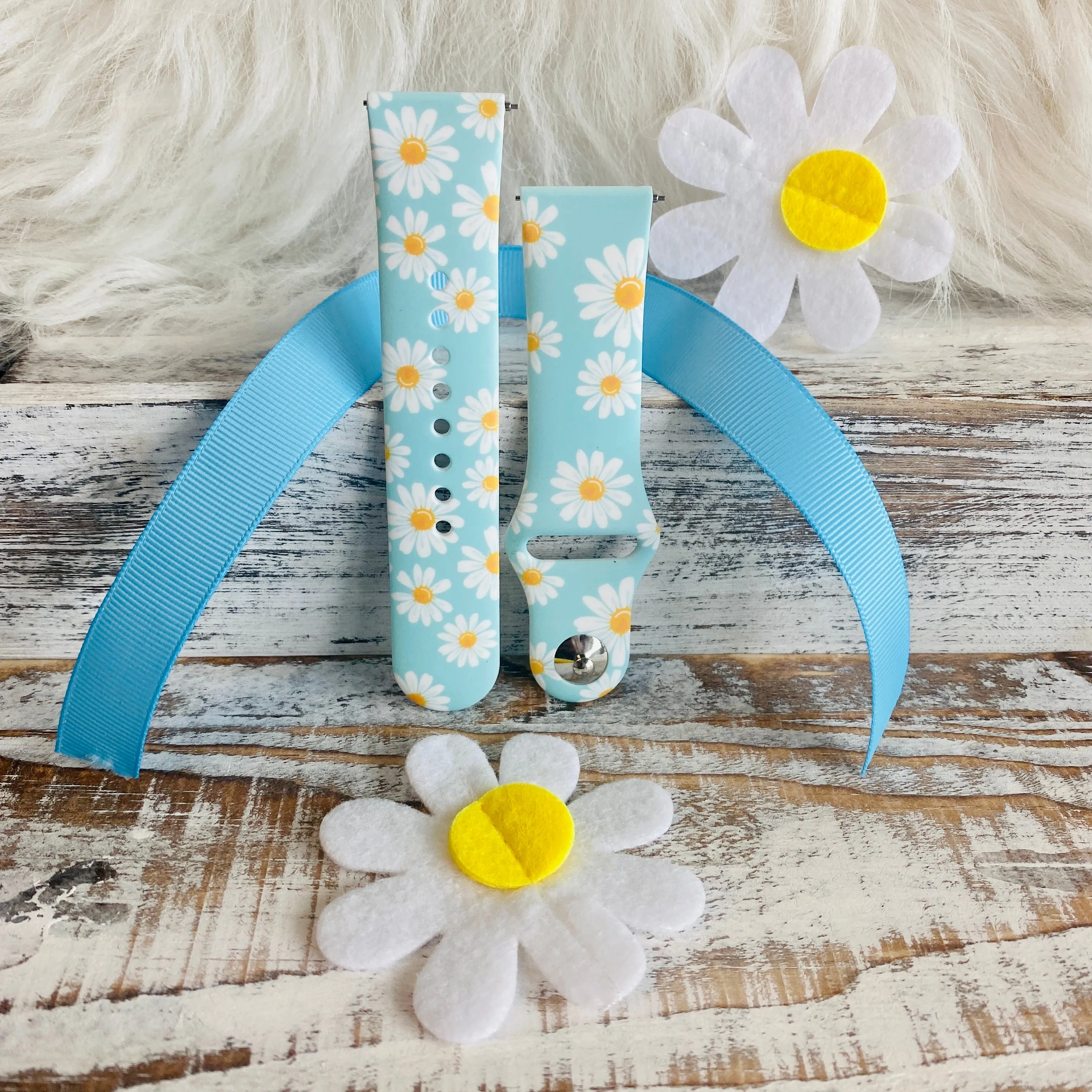 Spring Daisies Print Silicone Band For Fitbit Versa 1/2 Two Colors Available