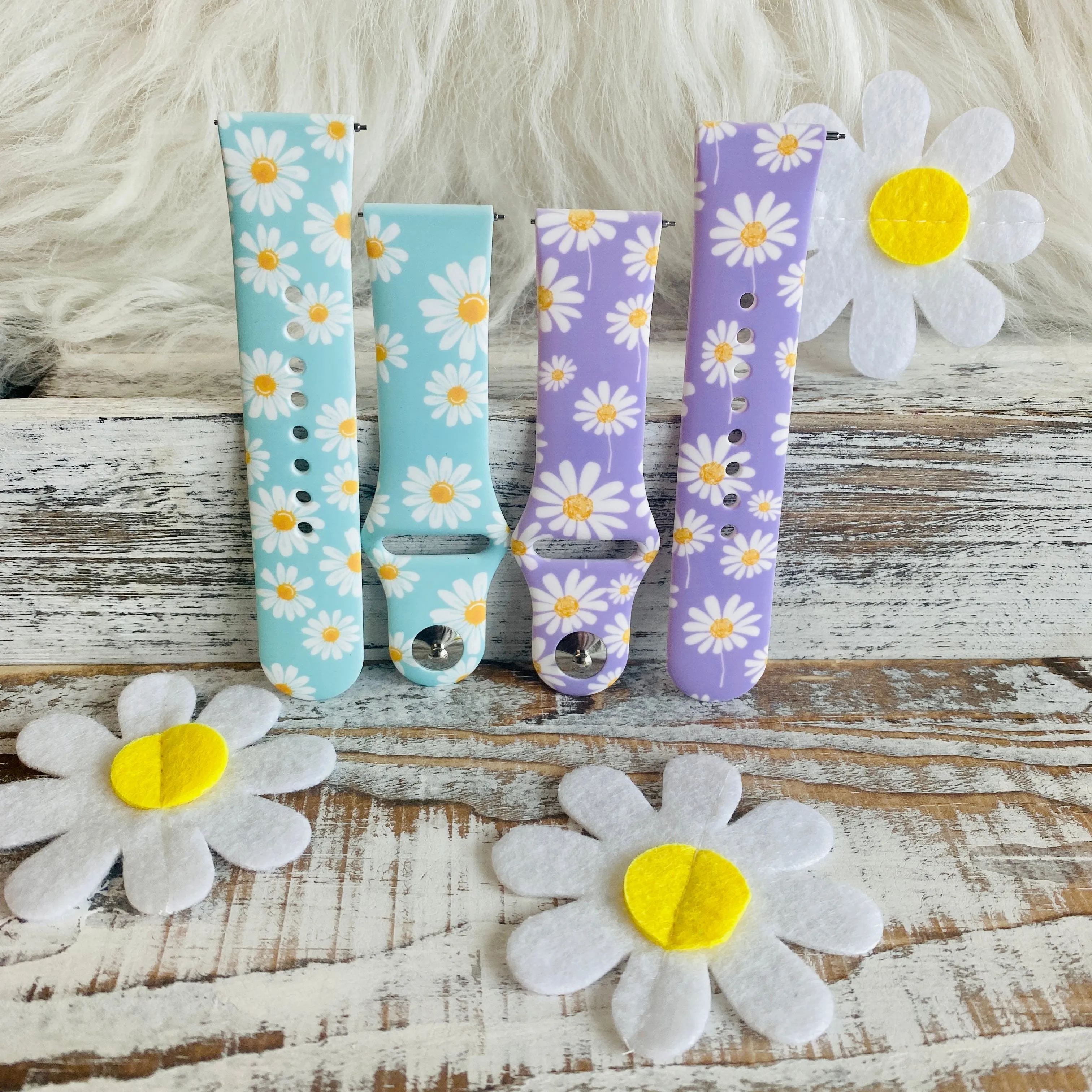 Spring Daisies Print Silicone Band For Fitbit Versa 1/2 Two Colors Available