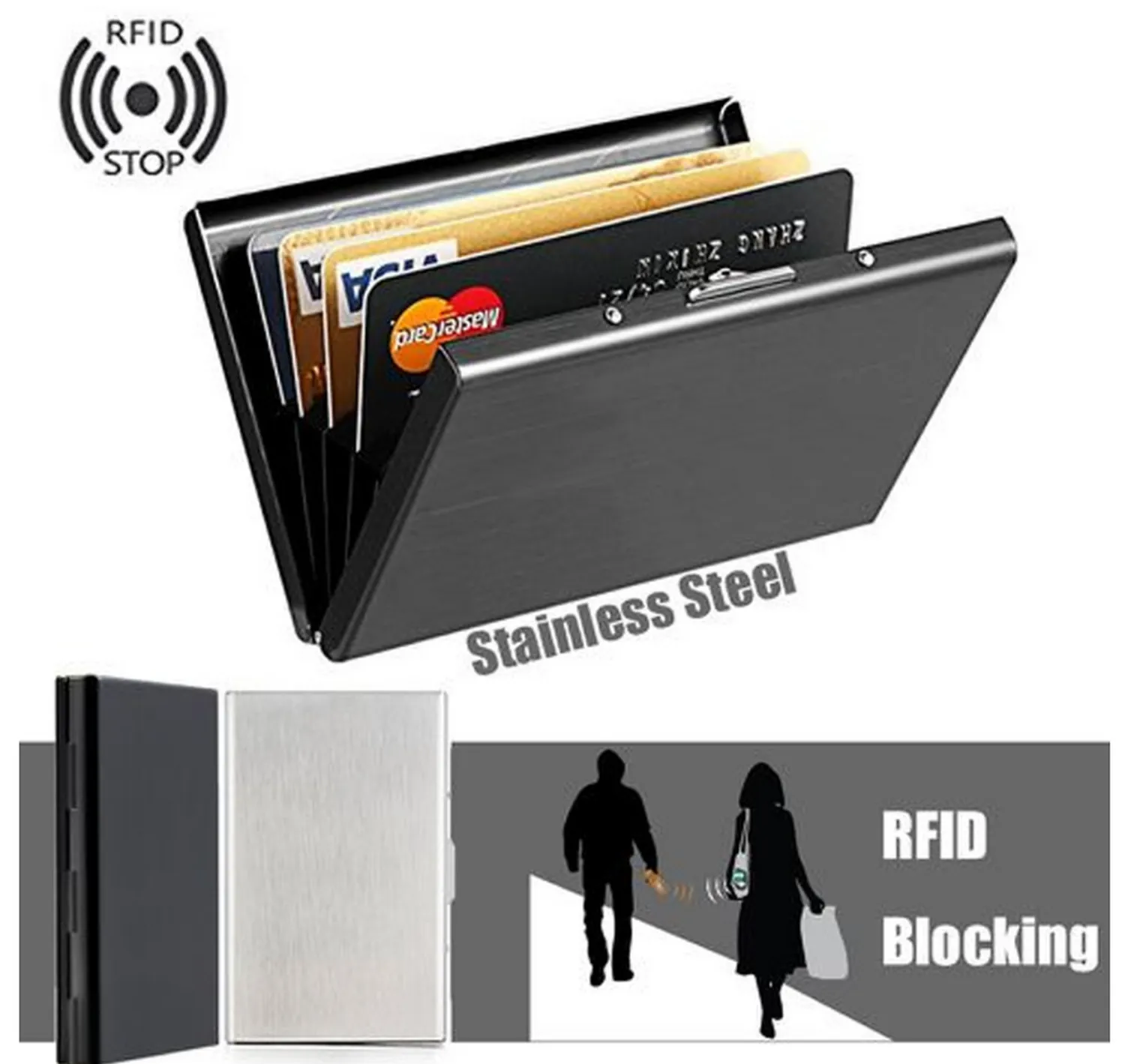 Stainless Steel Credit Card ID Wallet Bank Business Card Holder Unisex RFID