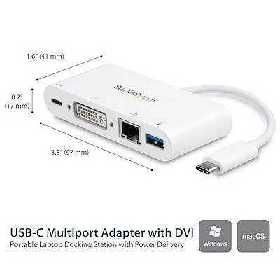 StarTech USB C Multiport Adapter DVI-D (Digital), GbE, USB-A Dock DKT30CDVPD (3 Years Manufacture Local Warranty In Singapore)