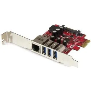 StarTech.com 3 Port PCI Express USB 3.0 Card   Gigabit Ethernet - PCI Express 2.0 - Plug-in Card - 3 USB Port(s) - 1 Network (RJ-45) Port(s) - 3 USB 3.0 Port(s) - PC, Linux