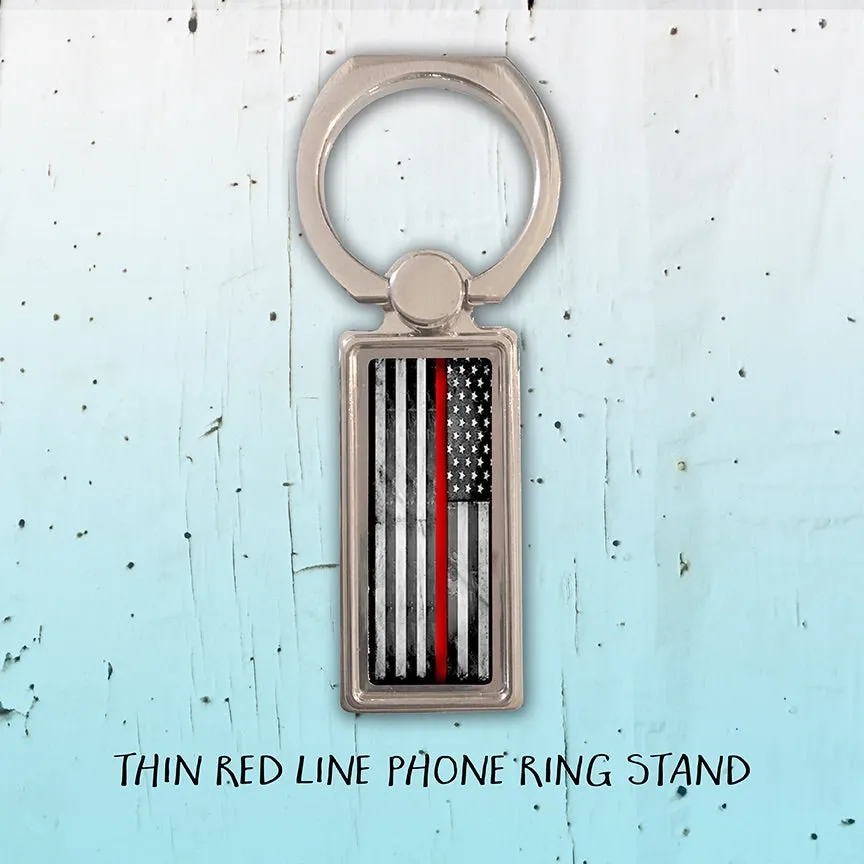 Thin Red/Blue Line Flag Ring Phone Stand