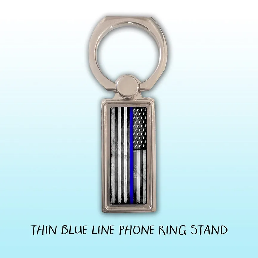 Thin Red/Blue Line Flag Ring Phone Stand