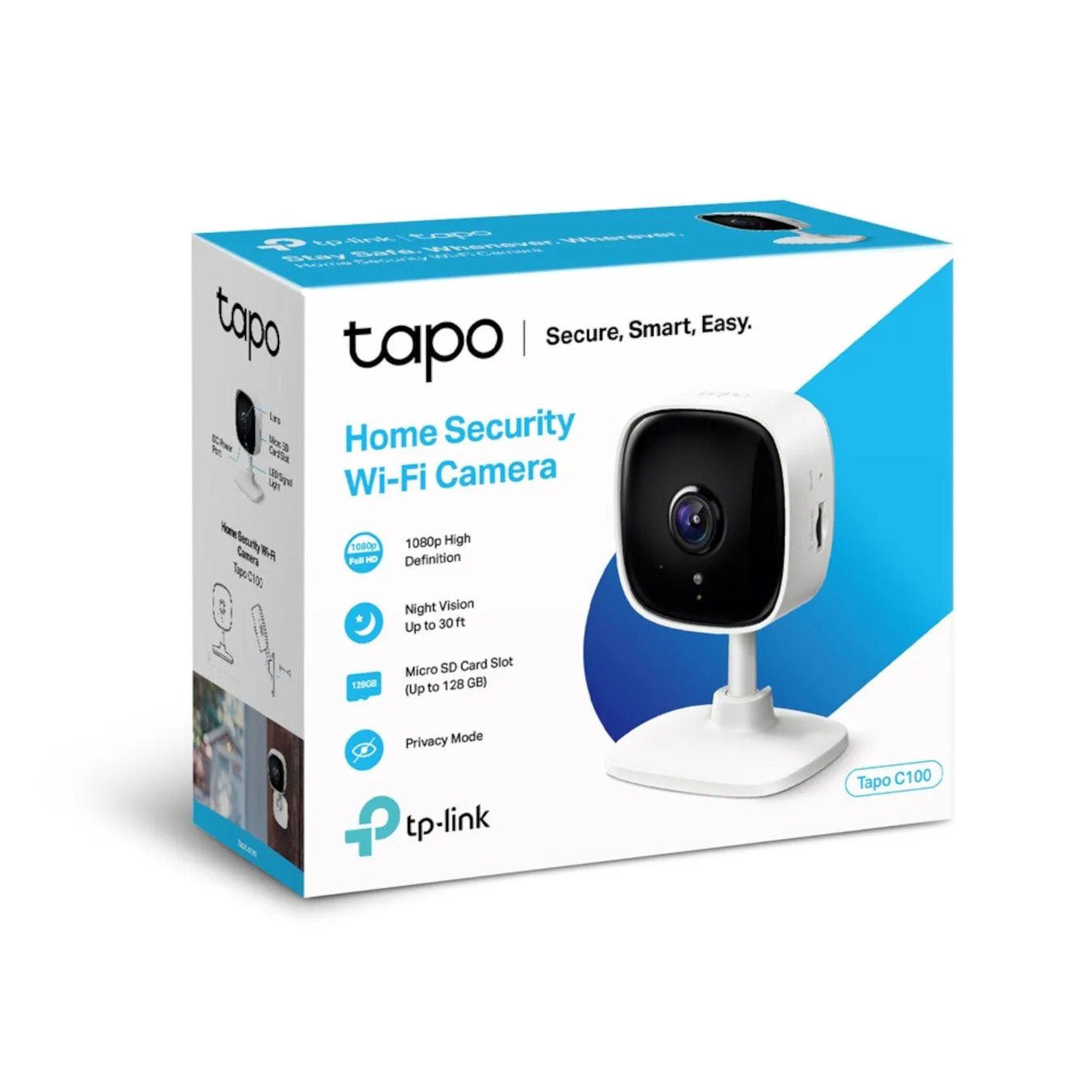 TP-Link Tapo C100 Home Security Wi-Fi Camera - White | TAPOC100