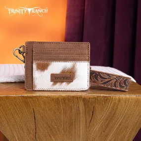 TR182-W008  Trinity Ranch Hair-On Cowhide Collection Key Ring Card Case - Brown