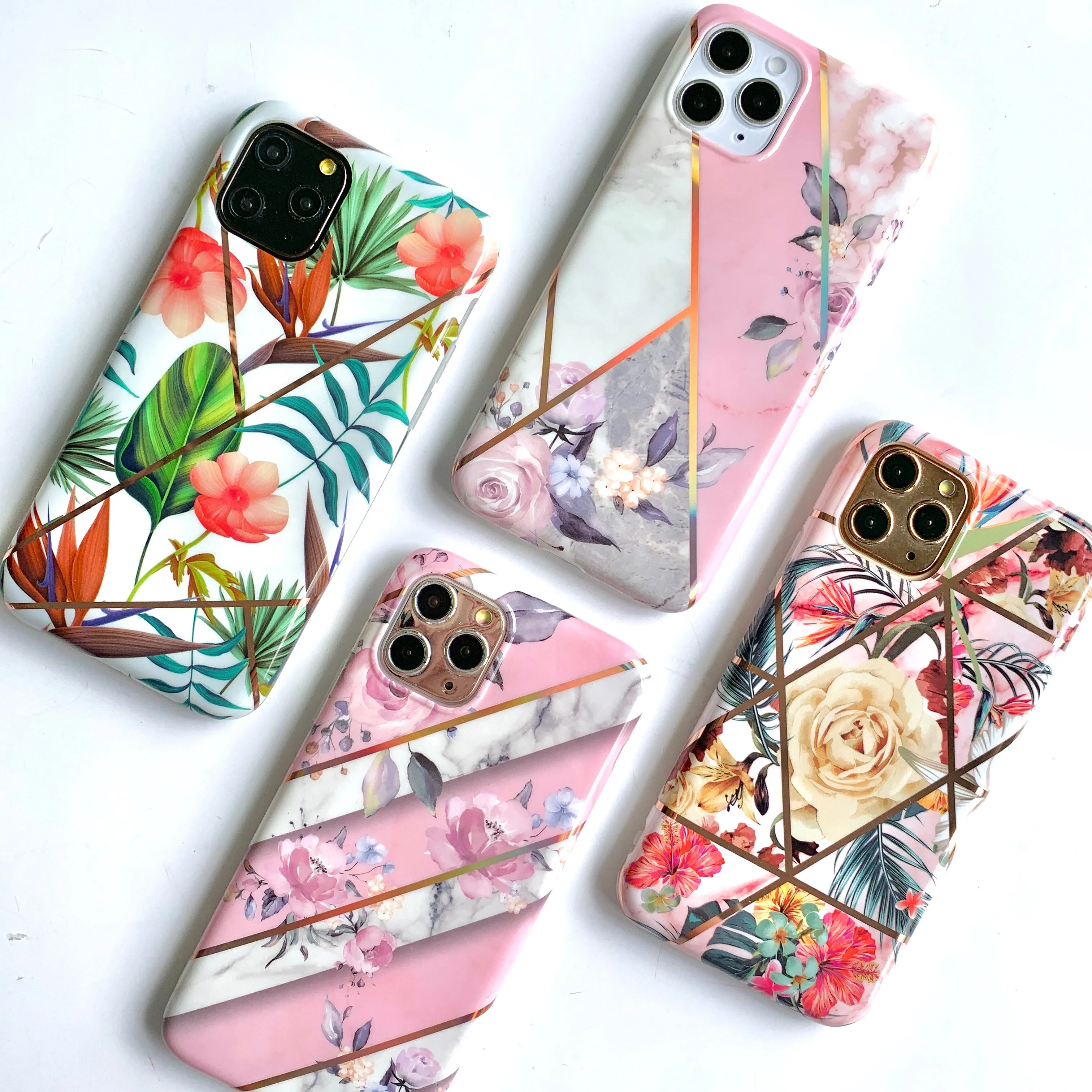 Tropical Floral Metallic Geo Phone Case