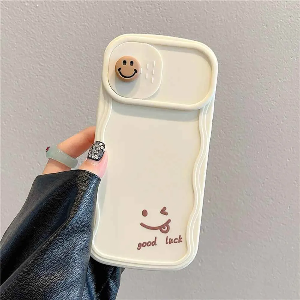 TSP57 Cute Phone Cases For iPhone 11, 12, 13, 14, and 15 Pro Max - 3D Smile Cartoon Design