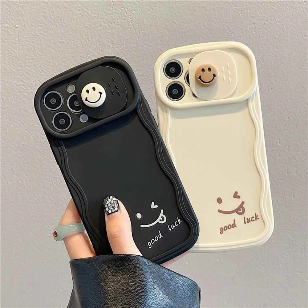 TSP57 Cute Phone Cases For iPhone 11, 12, 13, 14, and 15 Pro Max - 3D Smile Cartoon Design