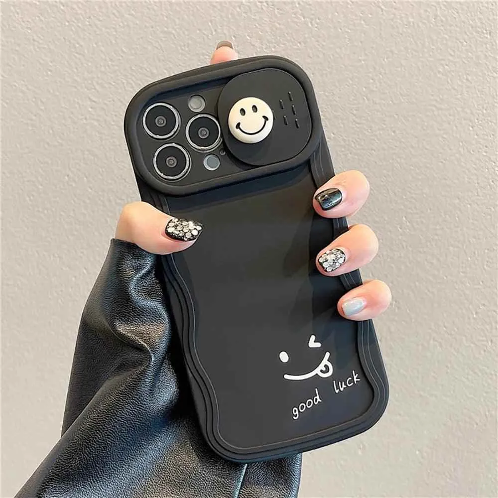 TSP57 Cute Phone Cases For iPhone 11, 12, 13, 14, and 15 Pro Max - 3D Smile Cartoon Design