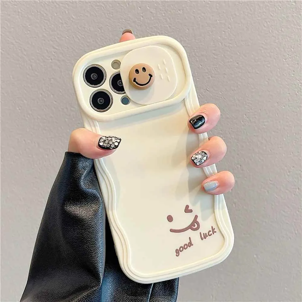 TSP57 Cute Phone Cases For iPhone 11, 12, 13, 14, and 15 Pro Max - 3D Smile Cartoon Design