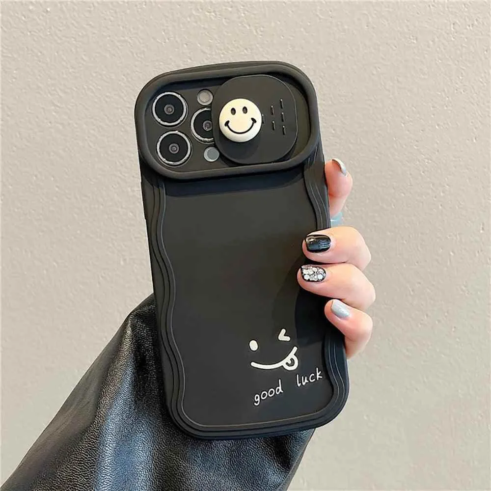 TSP57 Cute Phone Cases For iPhone 11, 12, 13, 14, and 15 Pro Max - 3D Smile Cartoon Design