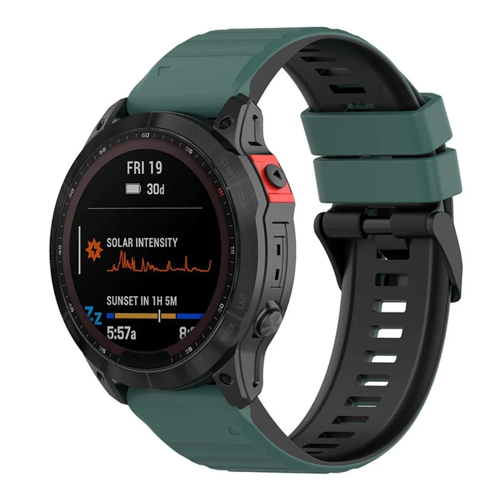 Universal Garmin 22mm Riflet Silikone Rem m. Værktøj - Grøn / Sort