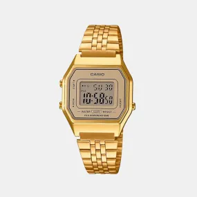 Vintage Women Digital Gold Dial Stainless Steel Watch LA680WGA-9DF D345