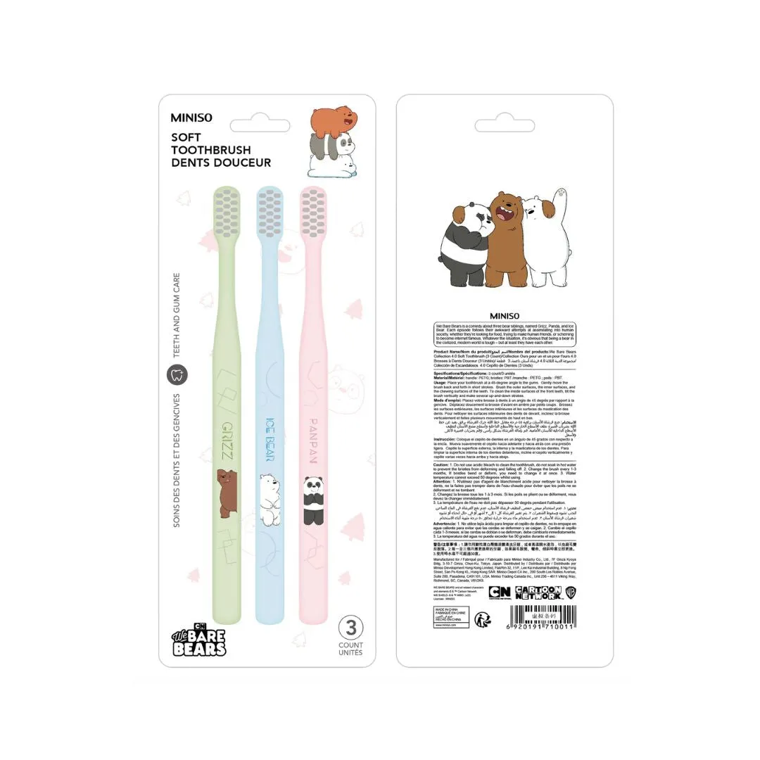 We Bare Bears Collection 5.0 Soft Toothbrush (3 Count)