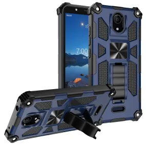 Wiko Ride 2 Case [Military Grade] Ring Car Mount Kickstand w/[Tempered Glass] Hybrid Hard PC Soft TPU Shockproof Protective Case - Blue