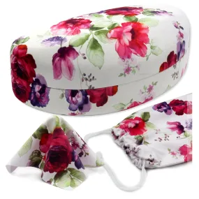 Women floral extra large sunglasses case-  Pouch & Cloth - large glasses holder (AS179 Cranberry Rose)